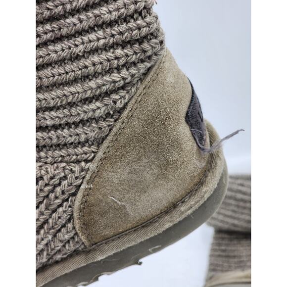 UGG Boots Womens Size 7 Classic Cardy Winter Knit Gray Mid Calf To Tall 1016555 - Picture 11 of 13
